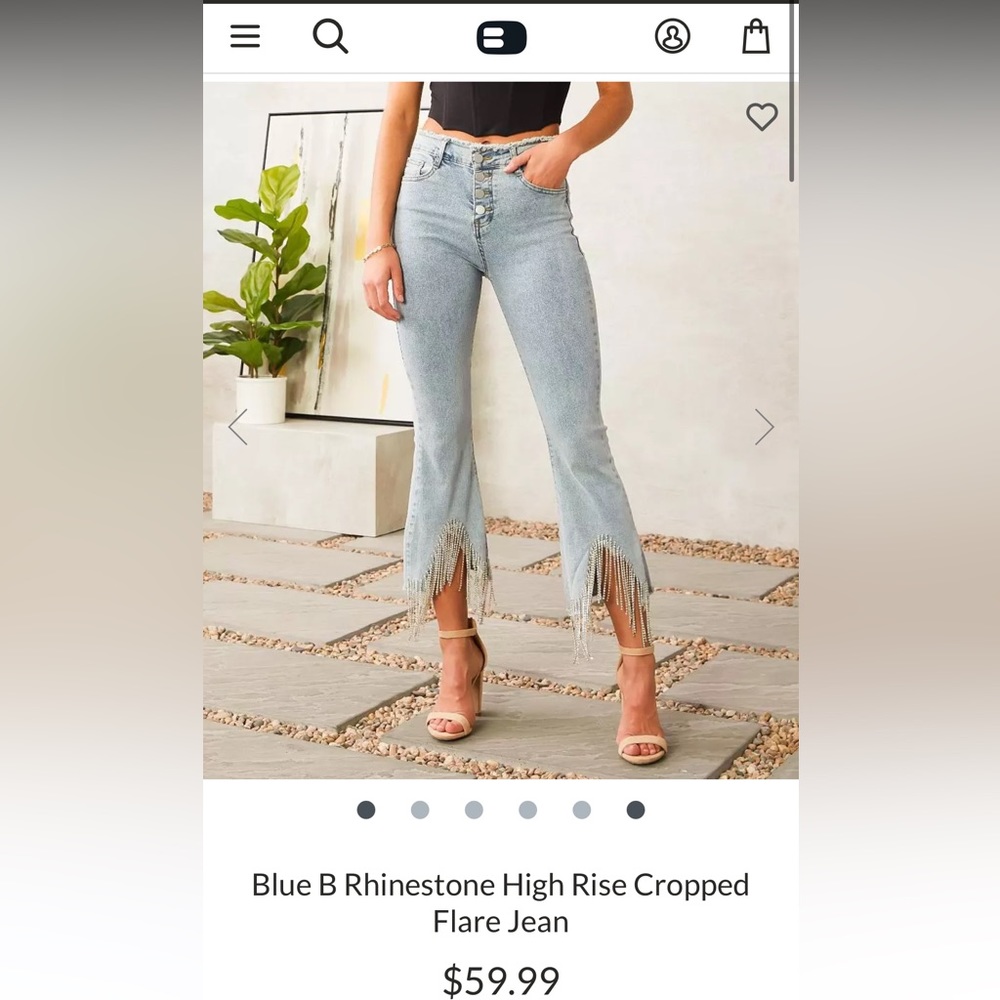 Blue B Rhinestone High Rise Cropped Flare Jean
